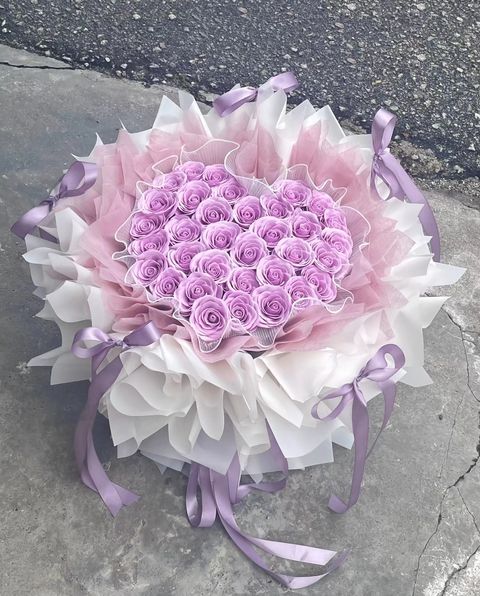 Purple Roses Bouquet (Soap Roses)