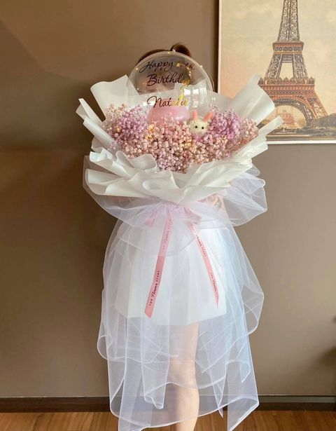 Baby Breath Balloon Bouquet