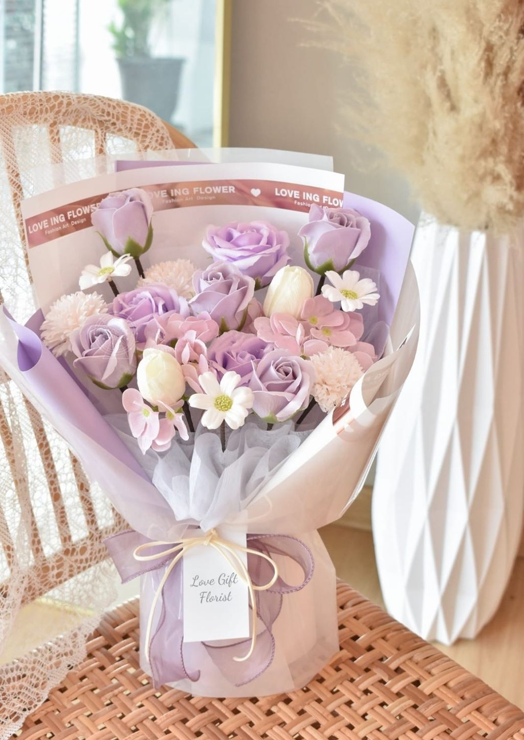 Purple Love Soap Flower Bouquet