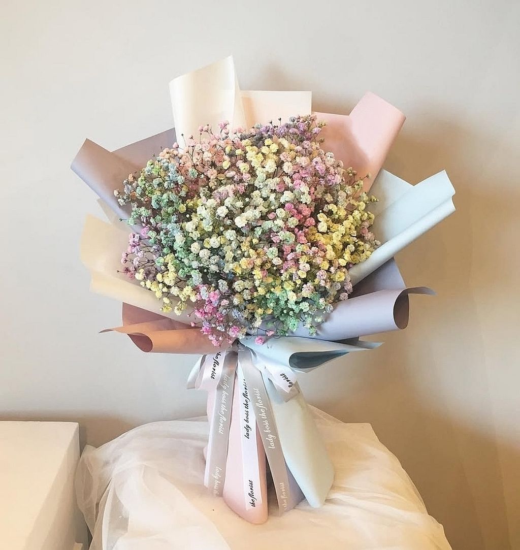 Rainbow Baby Breath Bouquet 02