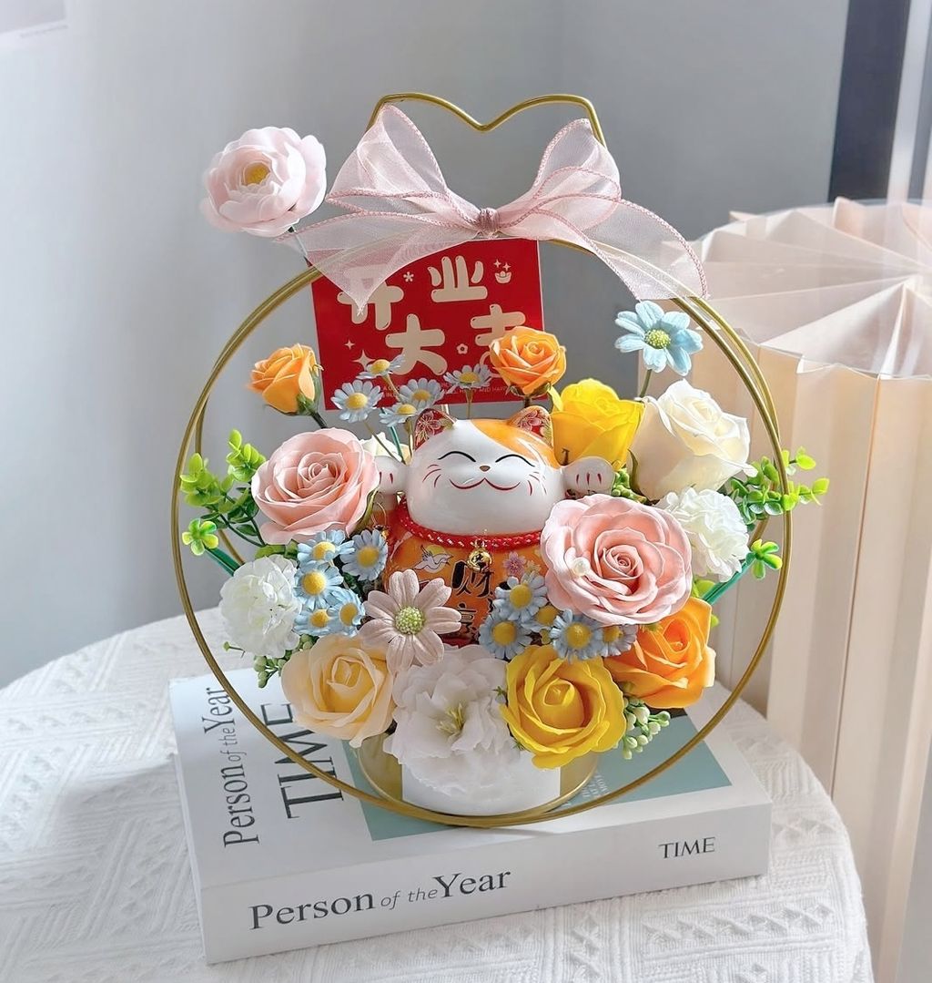 Artificial Opening Flower 仿真招财猫开张花 01