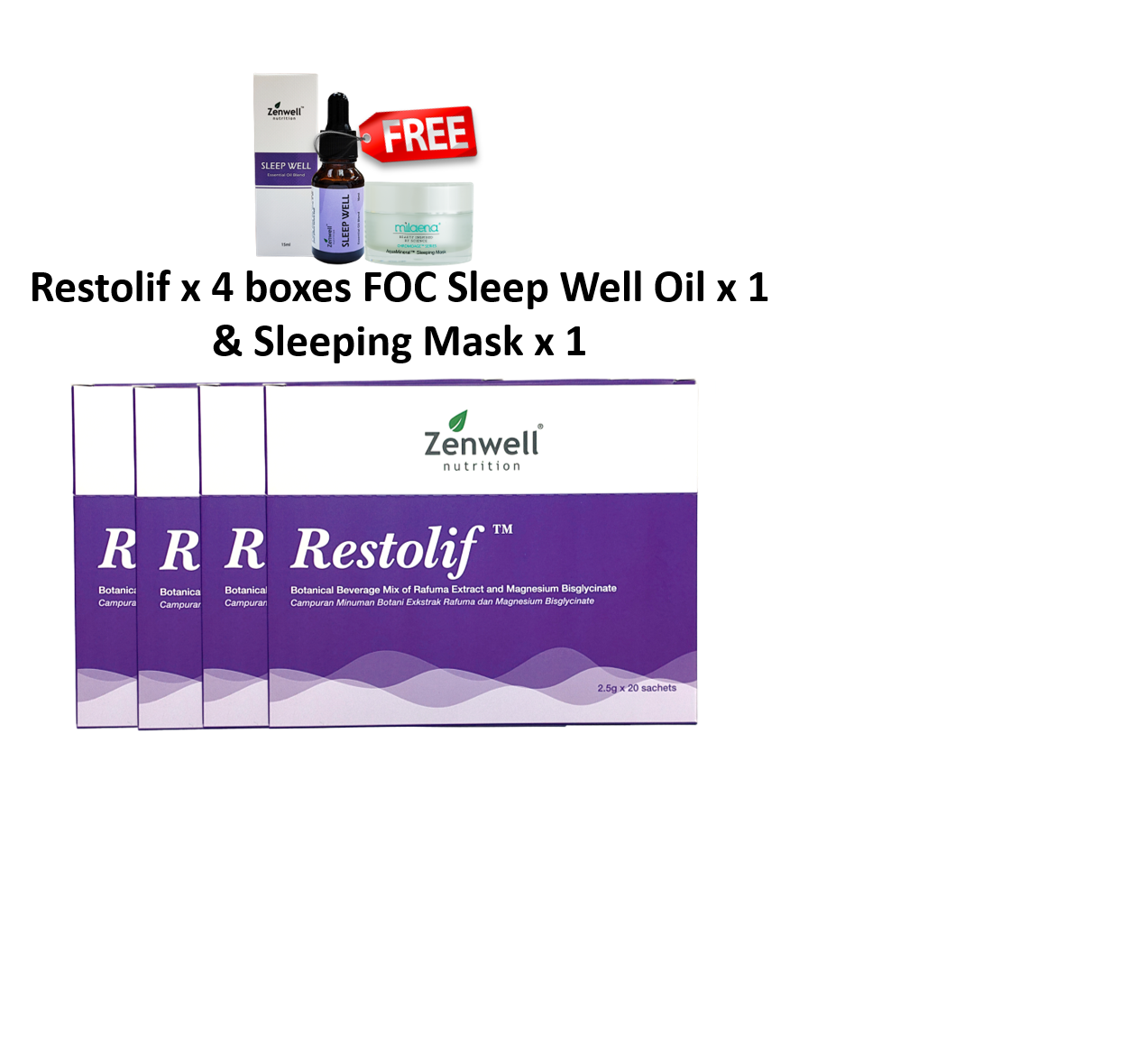 restolif 4 boxes foc sleep well oil & sleeping mask