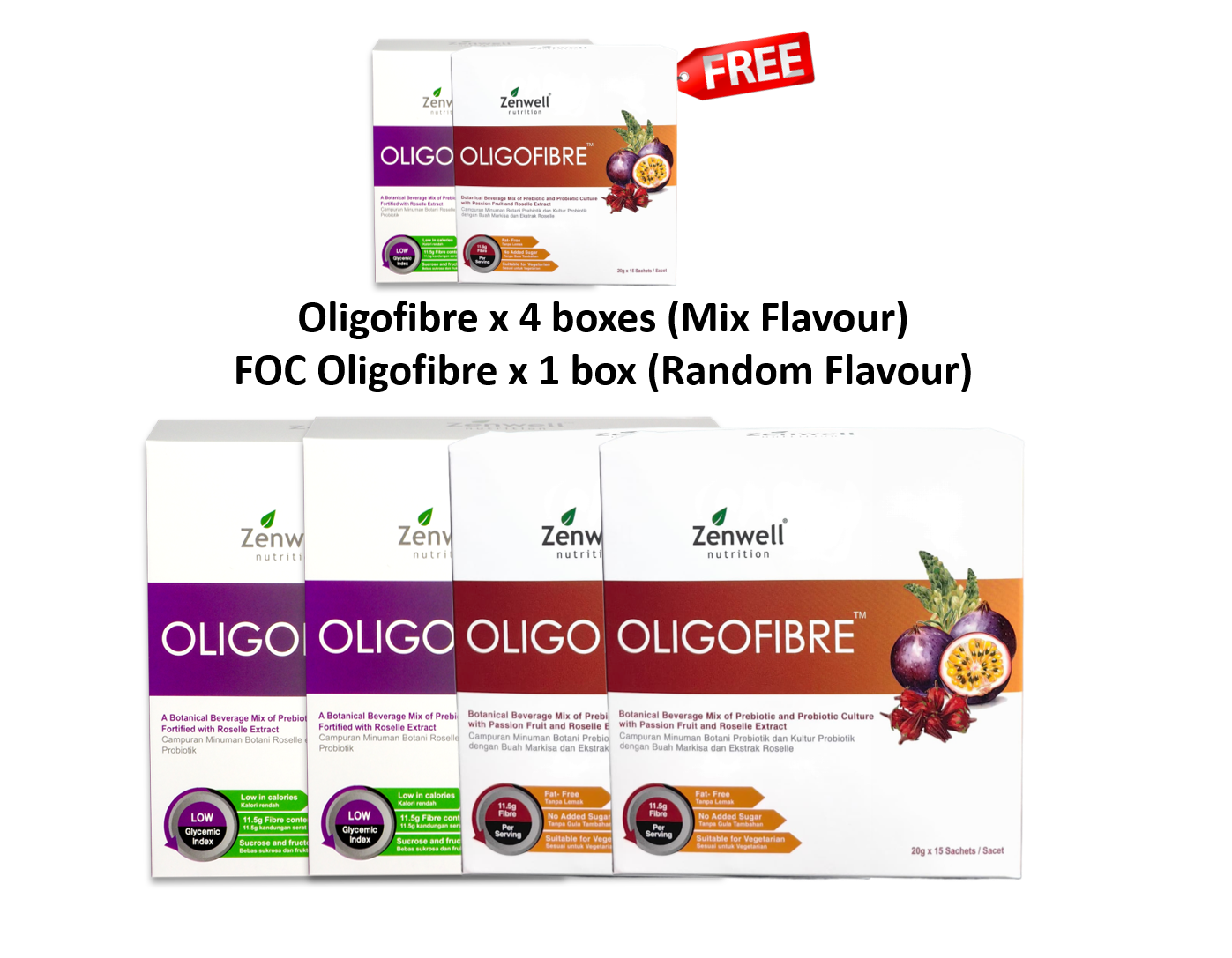 oligofibre mix flavour x 4 foc oligofibre x 1 (random flavour)