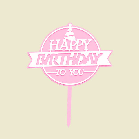 Birthday Cake Topper - pink