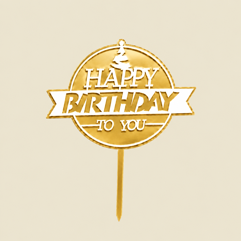 Birthday Cake Topper - gold