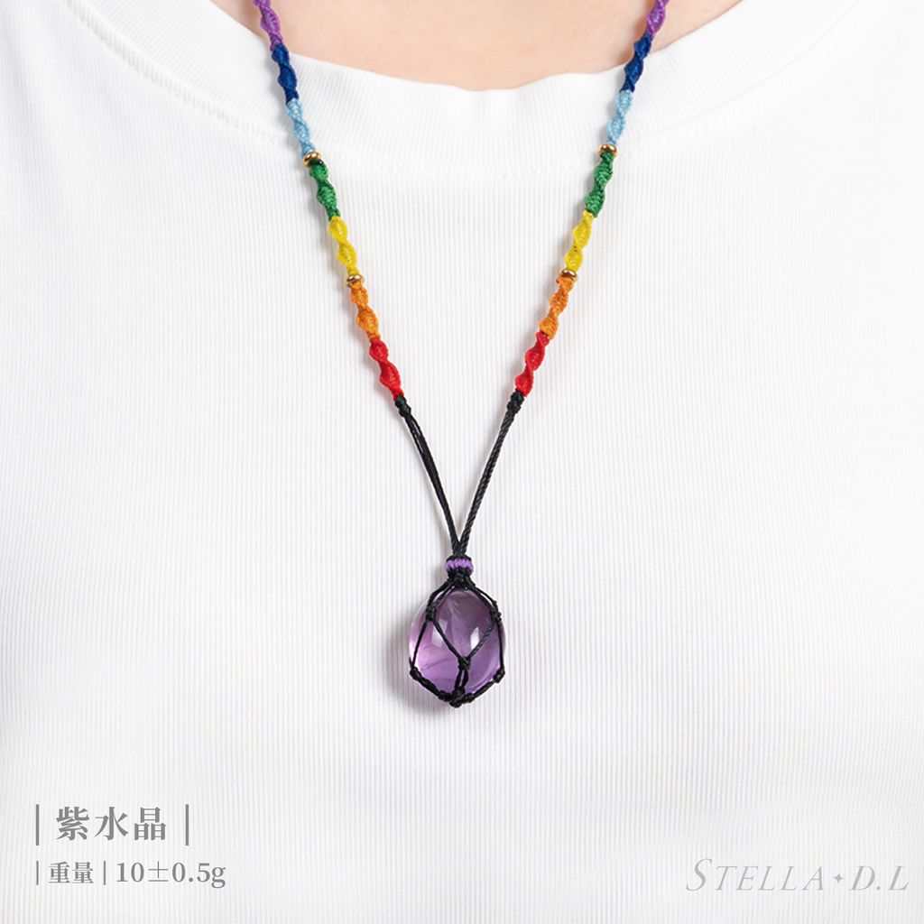 D25008-脈輪DNA蠟線項鏈_產品照-紫水晶