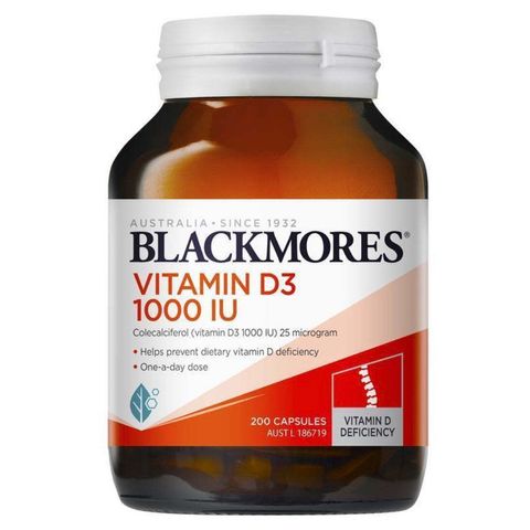 Blackmores維他命D3 1000IU 200粒，高效率補充維生素D3，促進吸收，維持骨骼健康與免疫系統