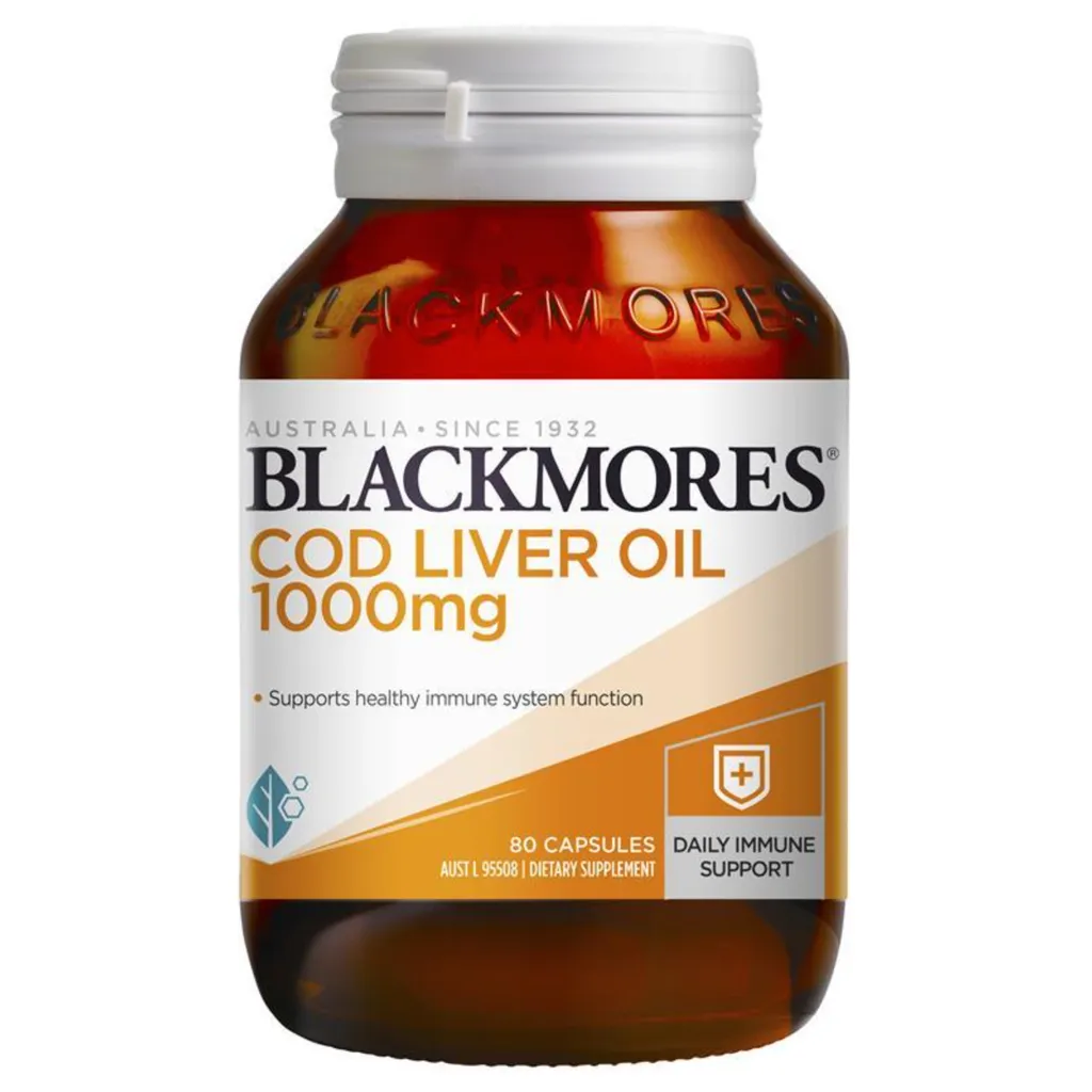 Blackmores 魚肝油 1000毫克 80粒，支持免疫系統與呼吸道健康，促進皮脂與消化系統黏膜保護