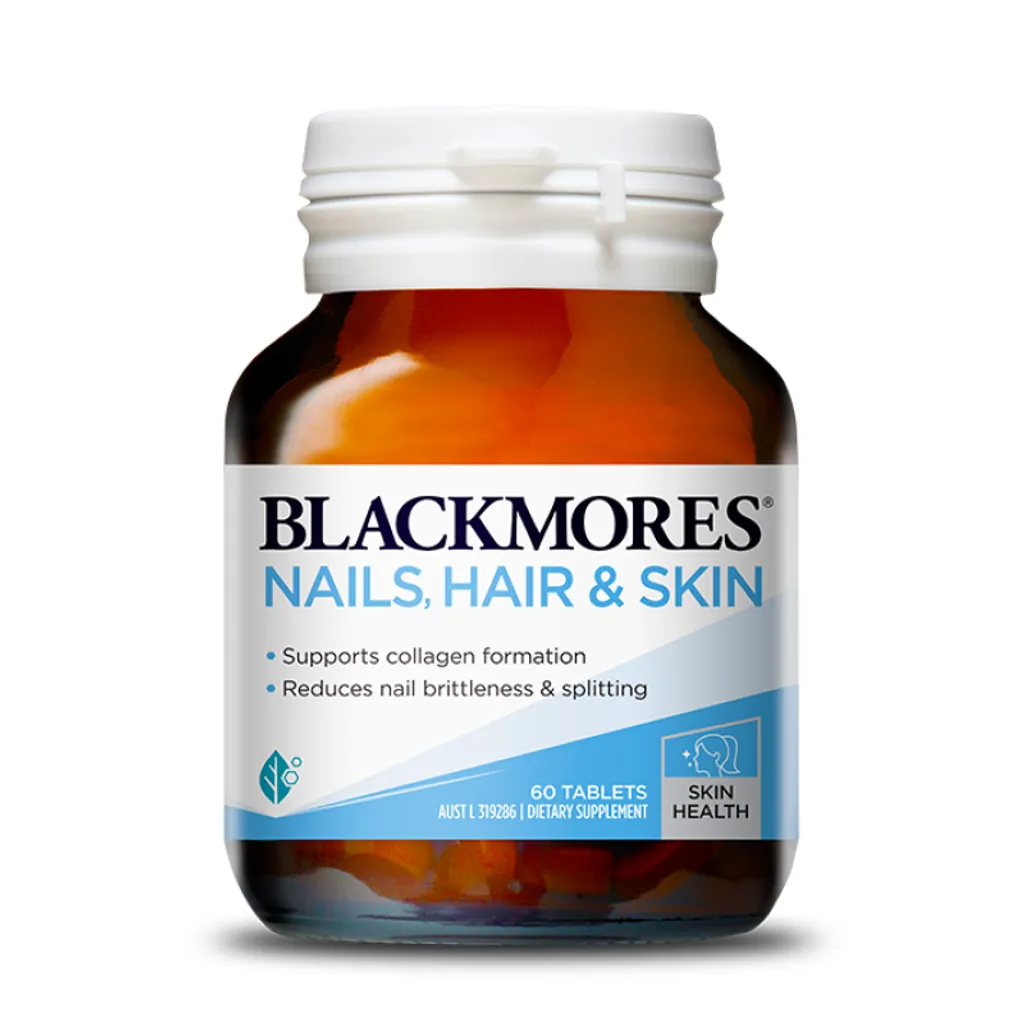 Blackmores Nails Hair Skin 美膚護髮亮甲膠原蛋白片 60粒，促進指甲強健，支持膠原蛋白形成，維持頭髮與皮膚健康