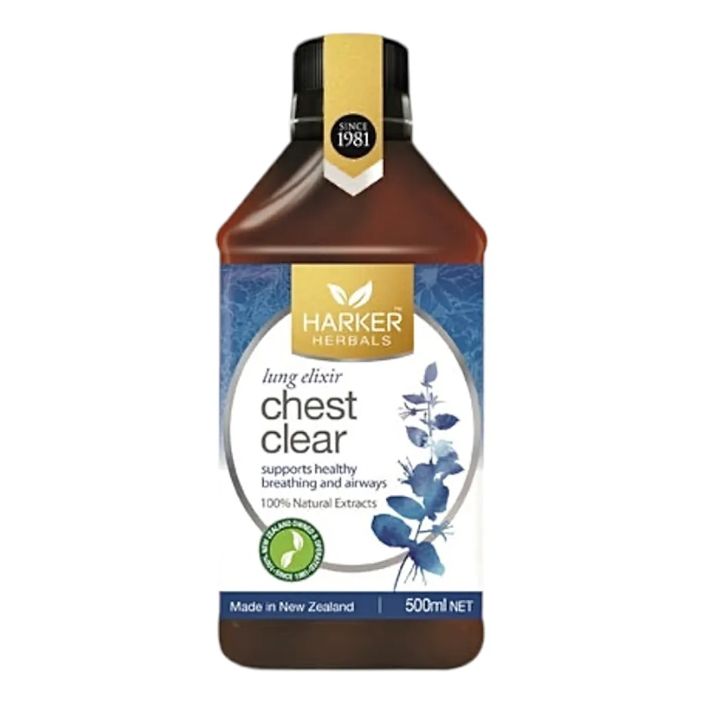 Harker Herbals 草本清肺液 500ml，專為上呼吸道健康設計，含薄荷醇、尤加利與草本精華，幫助舒緩咳嗽、清除痰液與緩解胸悶