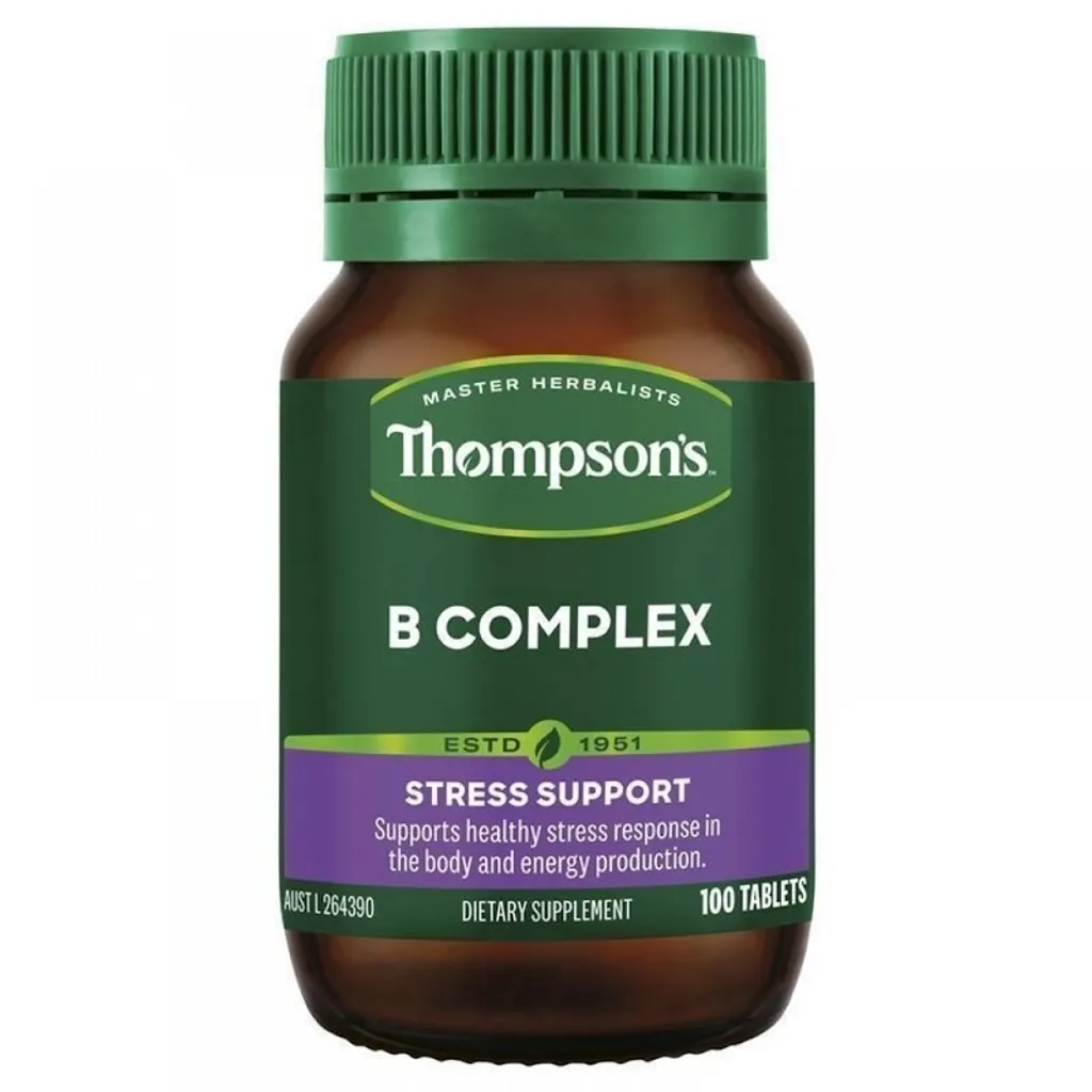 Thompson's B Complex 湯普森維他命 B 群複合片，完整 B 群營養素，支持能量代謝、壓力調節與紅血球健康，適合素食者與純素食者