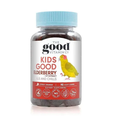 The Good Vitamin Co. 兒童接骨木軟糖，90 粒，含接骨木、維生素 C、鋅與紫錐菊，支持兒童免疫健康，素食友好，柳橙口味