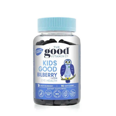The Good Vitamin Co. 兒童越橘護眼軟糖，90 粒，富含葉黃素、越橘與玉米黃質，幫助濾除藍光、減少視疲勞，藍莓口味，素食友好