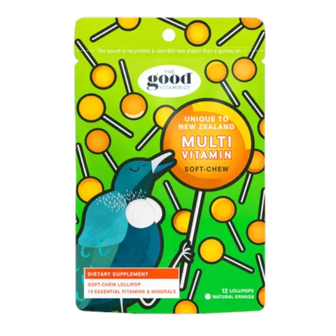 The Good Vitamin Co. 兒童綜合維他命棒棒糖，12 入，天然柳橙風味，均衡營養補充，無人工香料與糖塗層，適合素食者與兒童健康成長。
