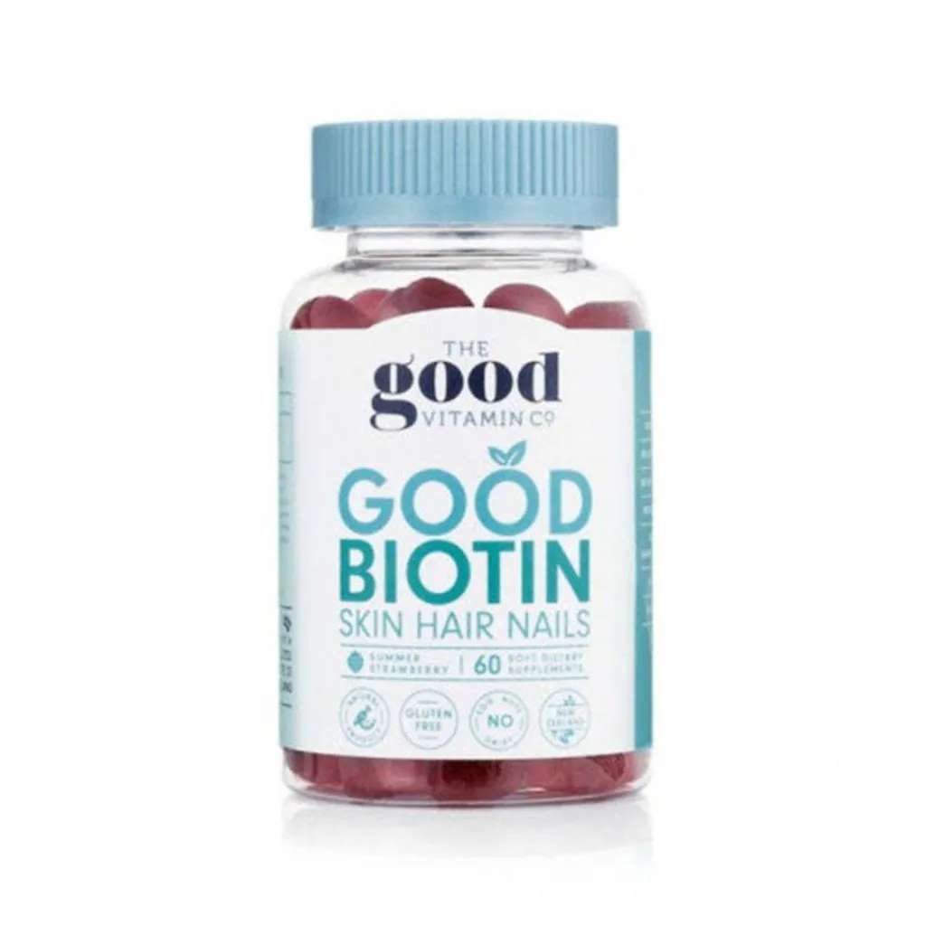 The Good Vitamin Co. 成人生物素軟糖，60 粒，天然草莓口味，維持健康頭髮、強健指甲與光滑肌膚，適合素食者與日常美容保養