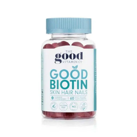 The Good Vitamin Co. 成人生物素軟糖，60 粒，天然草莓口味，維持健康頭髮、強健指甲與光滑肌膚，適合素食者與日常美容保養