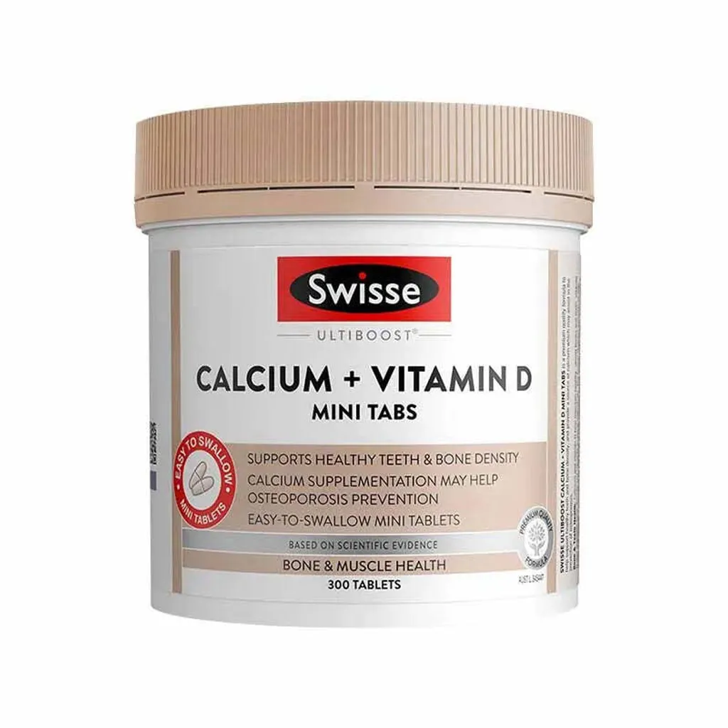 Swisse Calcium + Vitamin D 鈣片 300粒，含高效鈣源與維生素 D3，支持骨骼與牙齒健康，幫助鈣質吸收，適合素食者