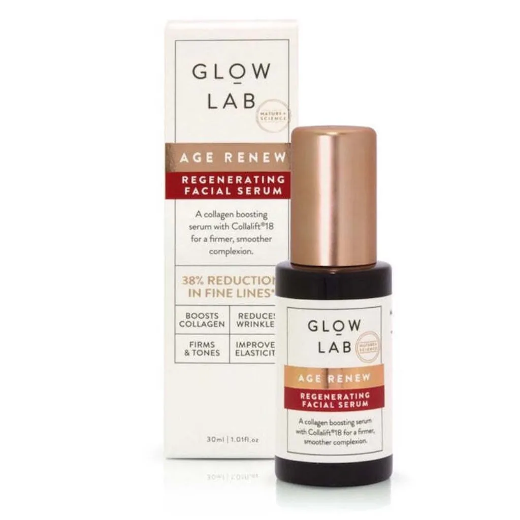 Glow Lab Age Renew Regenerating Facial Serum 紐西蘭回春再生精華液 30ml，含 Collalift®18 與 Matrixyl® Synthè 6，幫助緊緻肌膚並減少細紋