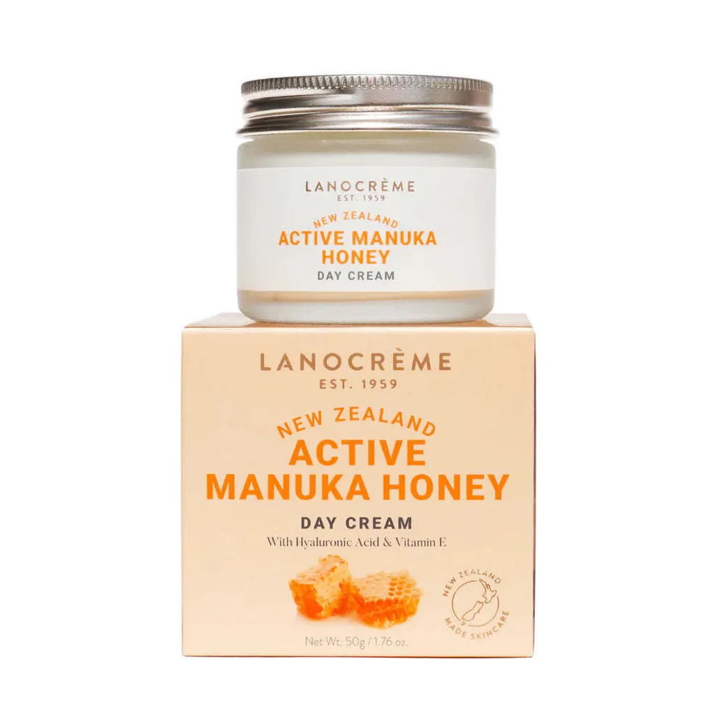 Lanocreme 活性麥盧卡蜂蜜日霜 50g，保濕修護，富含麥盧卡蜂蜜與玻尿酸，維持肌膚水潤光澤。