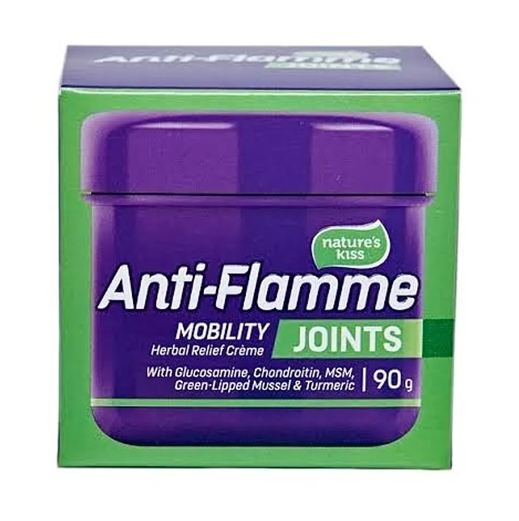 Nature's Kiss Anti-Flamme Joints 紐西蘭草本關節舒緩膏，內含葡萄糖胺、軟骨素、MSM與紐西蘭綠唇貽貝油，有助於維持關節靈活度，適合日常關節保養與舒緩不適