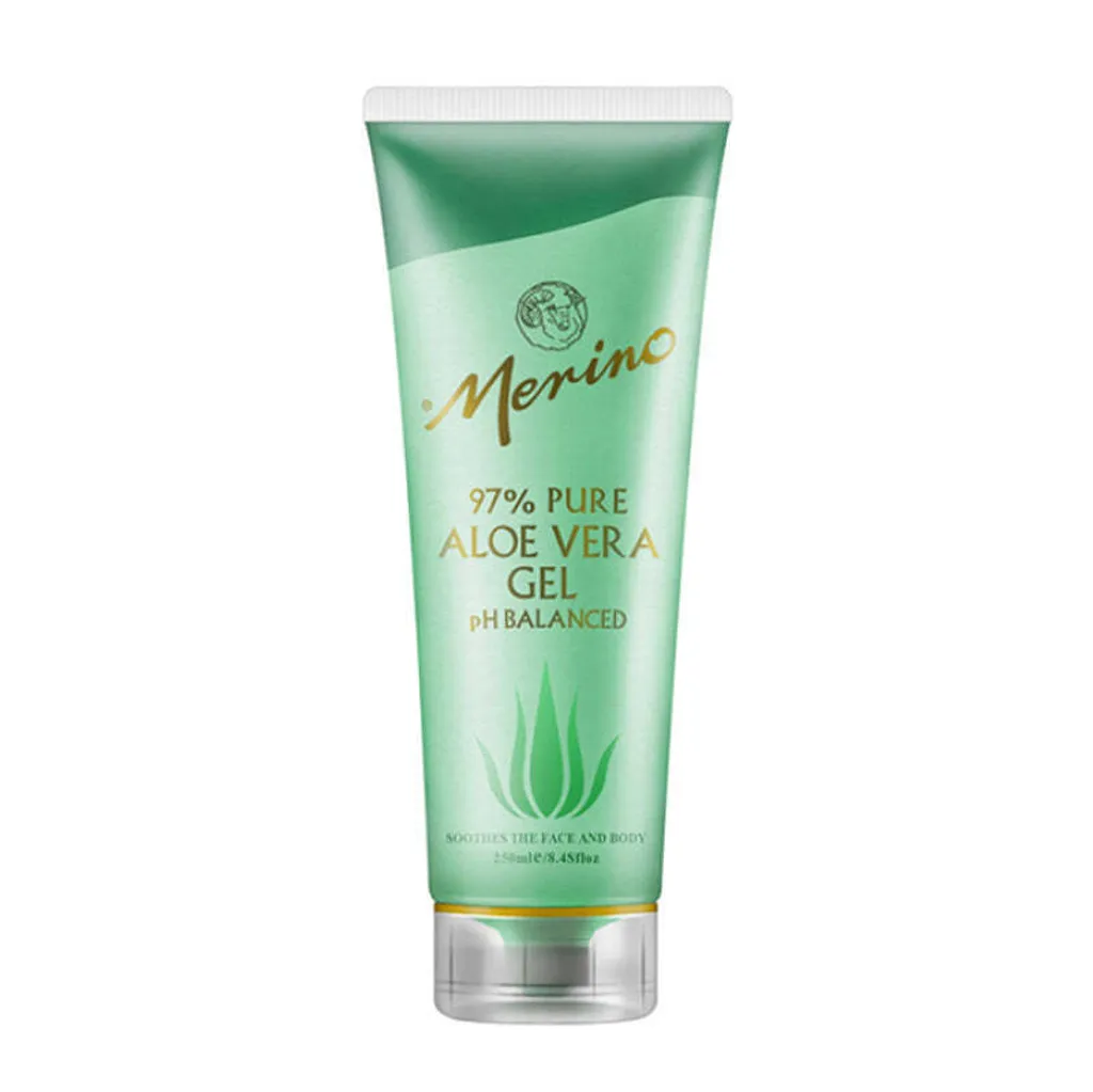 Merino Aloe Vera Gel 97% 純蘆薈凝膠，高濃度蘆薈萃取，提供深層補水、舒緩鎮靜、曬後修護，適合所有膚質使用