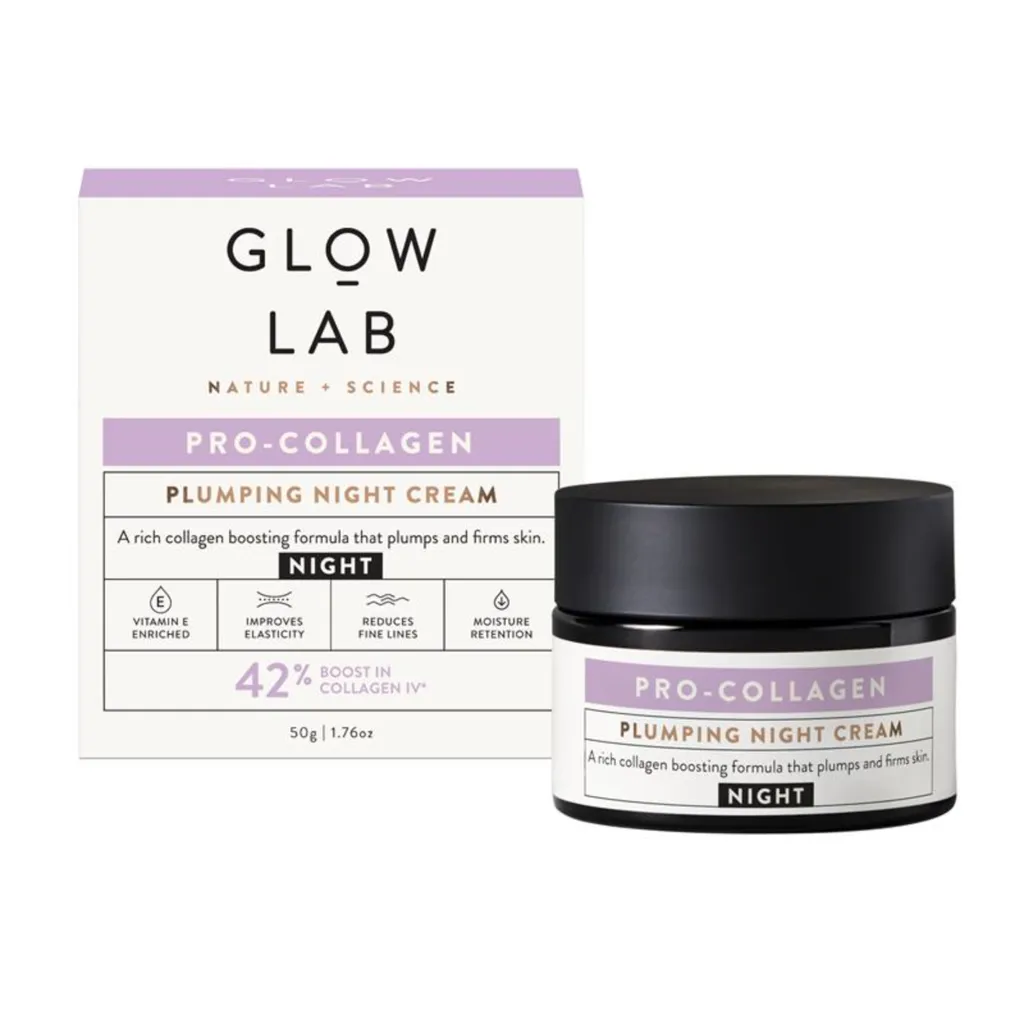 Glow Lab Pro-Collagen Plumping Night Cream 紐西蘭膠原緊緻晚霜 50g，含 Matrixyl® Synthé 6 Glow Lab Pro-Collagen Plumping Night Cream 紐西蘭膠原緊緻晚霜 50g，含 Matrixyl® Synthé 6 胜肽與多重植物油，夜間修護緊緻肌膚肽與多重植物油，夜間修護緊緻肌膚