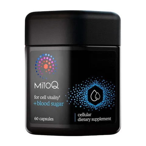 MitoQ + Blood Sugar 血糖平衡膠囊，結合 MitoQ® 抗氧化技術、鉻、鋅與肉桂萃取物，支持血糖穩定與健康代謝
