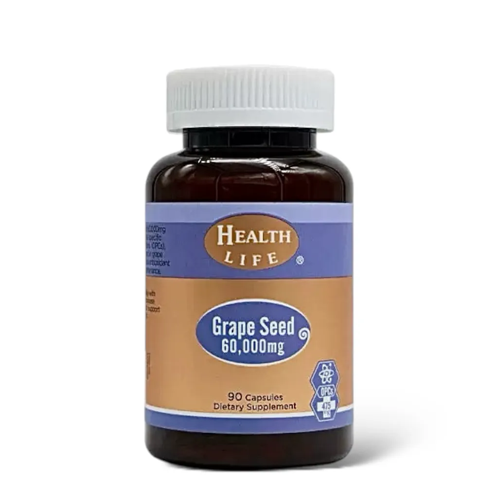 Health Life Grape Seed 高含量葡萄籽精華膠囊 60000mg 90 粒，含高濃度 OPC，支持心血管健康、促進血液循環與抗氧化保護