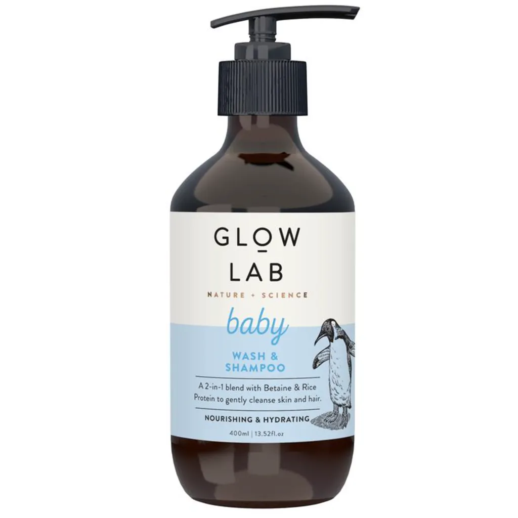 Glow Lab Baby Body Wash & Shampoo 幼兒二合一沐浴洗髮露 400ml，含甜菜鹼與米蛋白，溫和潔淨並滋養寶寶肌膚與髮絲