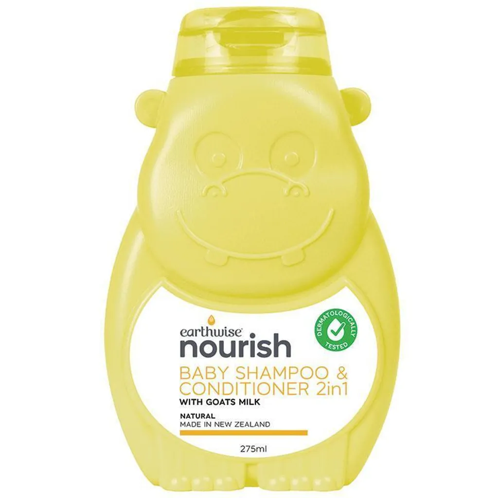 Earthwise Baby Shampoo Conditioner 小河馬幼兒山羊奶洗髮護髮露 275ml，嬰幼兒專用 2 合 1 溫和洗護配方，不含硫酸鹽，適合敏感肌