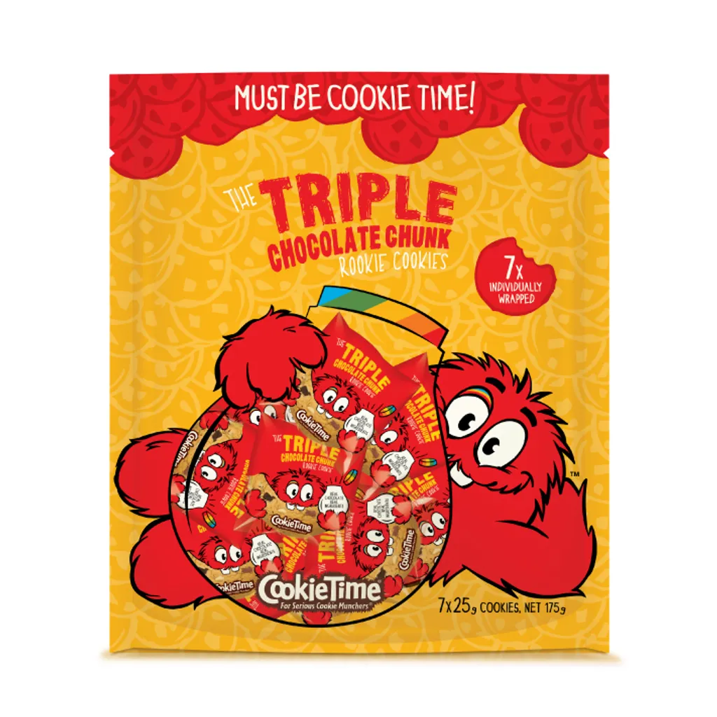 Cookie Time 三重巧克力碎片餅乾，酥脆口感搭配濃郁巧克力內餡，嚴選紐西蘭奶油與新鮮雞蛋，帶來純正紐西蘭美味
