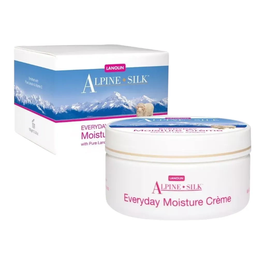 Alpine Silk Everyday Moisture Cream 紐西蘭羊毛脂每日保濕霜 100g，富含有機羊毛脂與維生素 E，深層滋潤，適合所有肌膚類型，全身適用。
