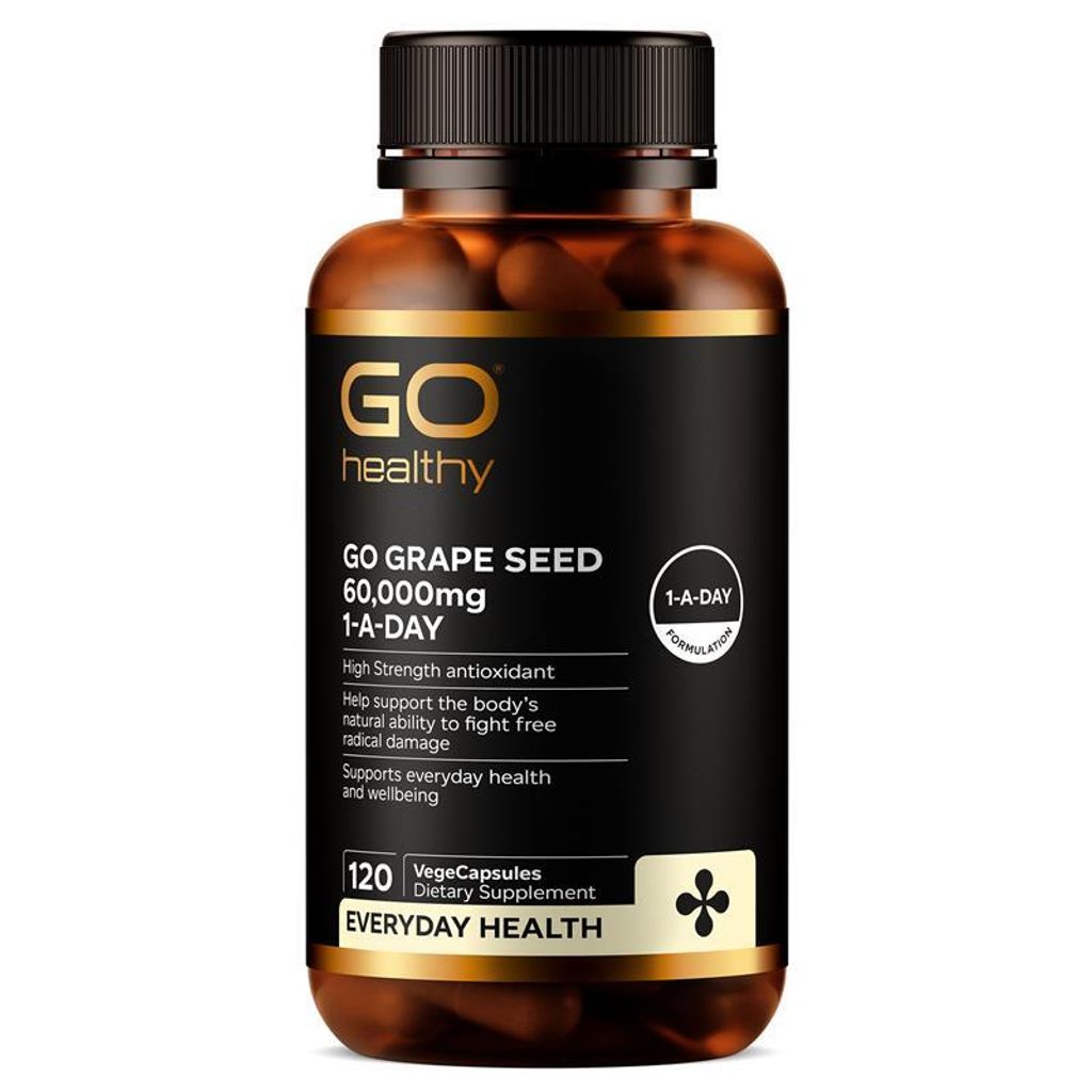 GO Healthy Grape Seed 60000mg 高效抗氧化葡萄籽膠囊，富含 OPC，支持肌膚健康與心血管保護