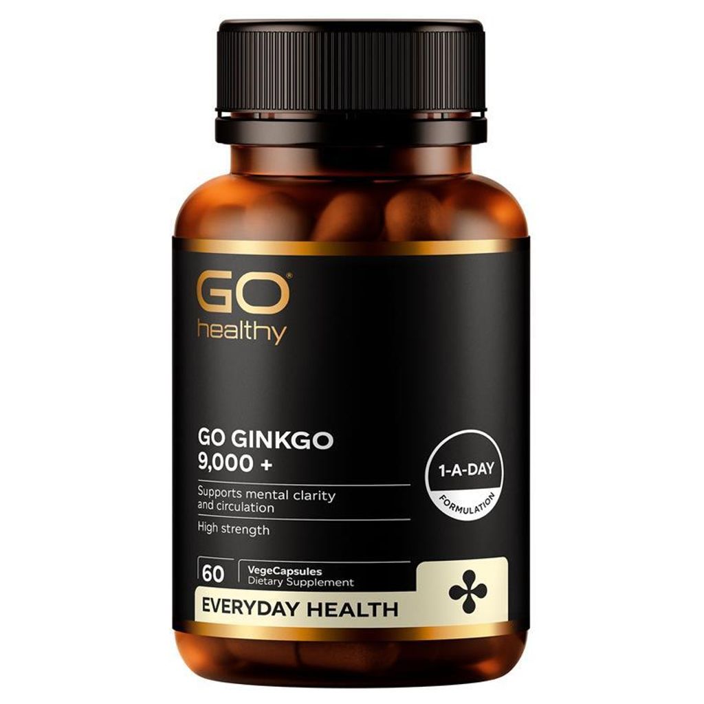Go Healthy Ginkgo 9000+，高濃度銀杏膠囊，促進記憶力、專注力與血液循環，素食膠囊配方