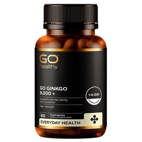Go Healthy Ginkgo 9000+，高濃度銀杏膠囊，促進記憶力、專注力與血液循環，素食膠囊配方