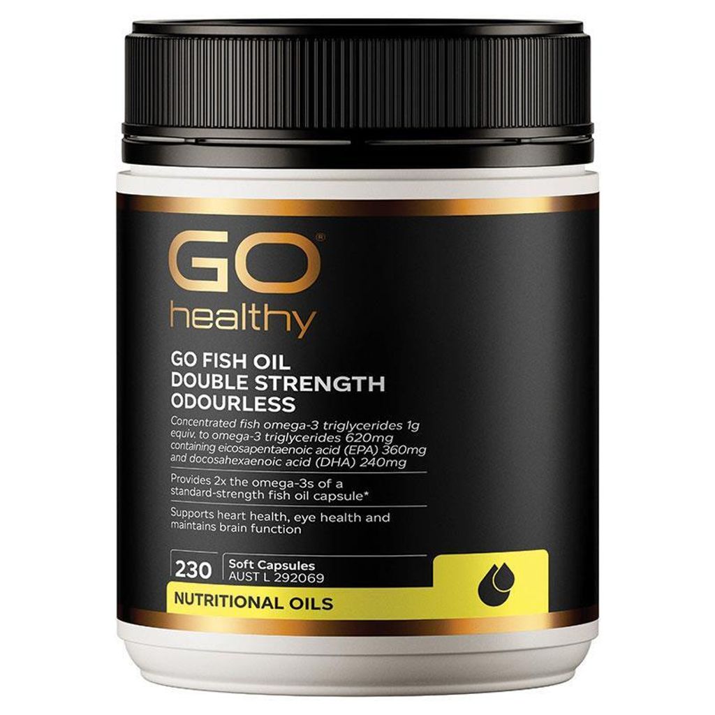 GO Healthy Go Fish Oil 2000mg，高濃度 Omega-3 深海魚油，支持心血管健康，易吞膠囊設計