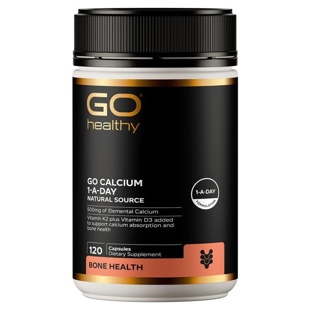 GO Healthy Calcium 天然海藻鈣膠囊，含維生素 K2+D3，幫助鈣質吸收，維持骨骼健康，每日 1 粒高效補充