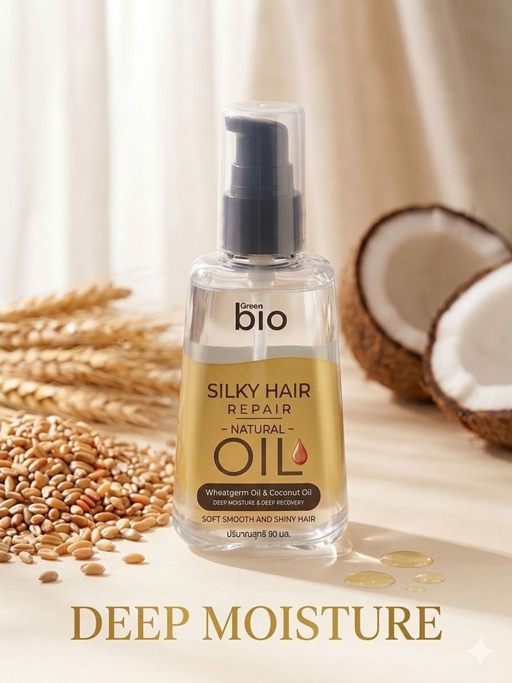 Green Bio Silky Hair Repair Oil 90 ml - Wheatgem Oil & Coconut Oil