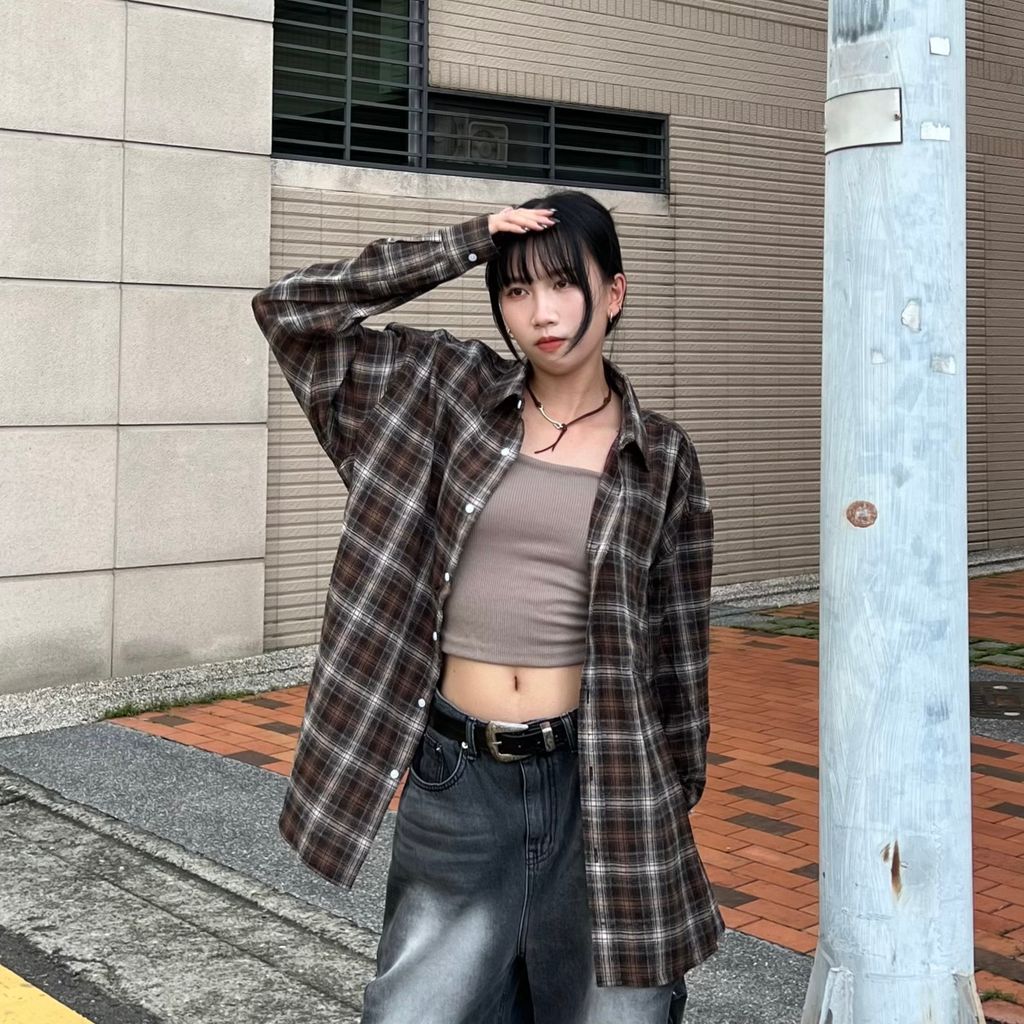 美式慵懶格紋襯衫