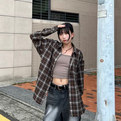 美式慵懶格紋襯衫