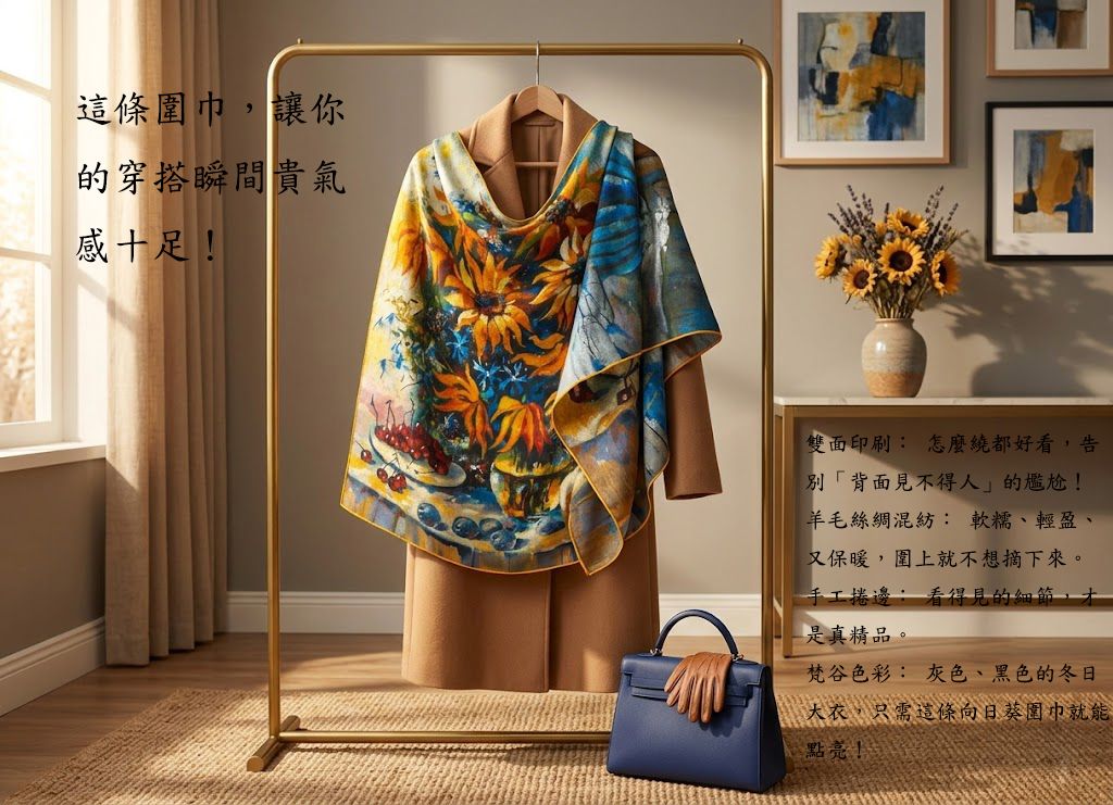 羊毛真絲圍巾文字