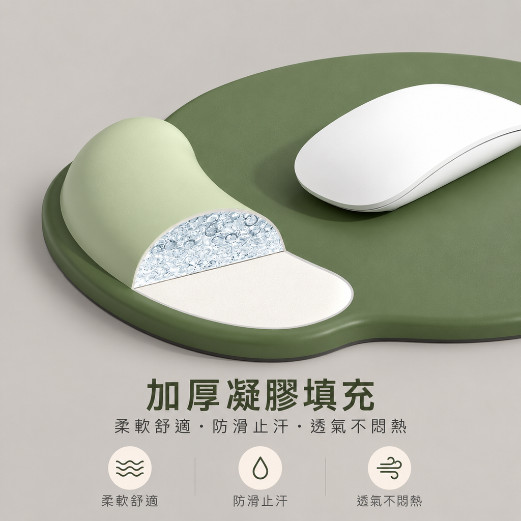 加厚凝膠人體工學滑鼠墊