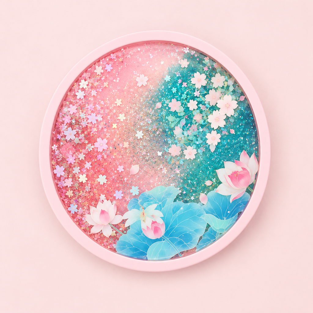 粉彩櫻花蓮花閃耀圓盤