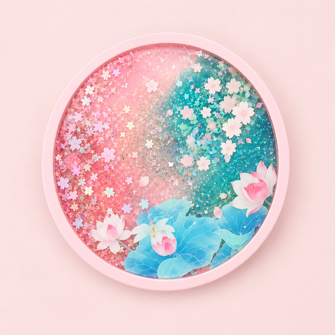 粉彩櫻花蓮花閃耀圓盤