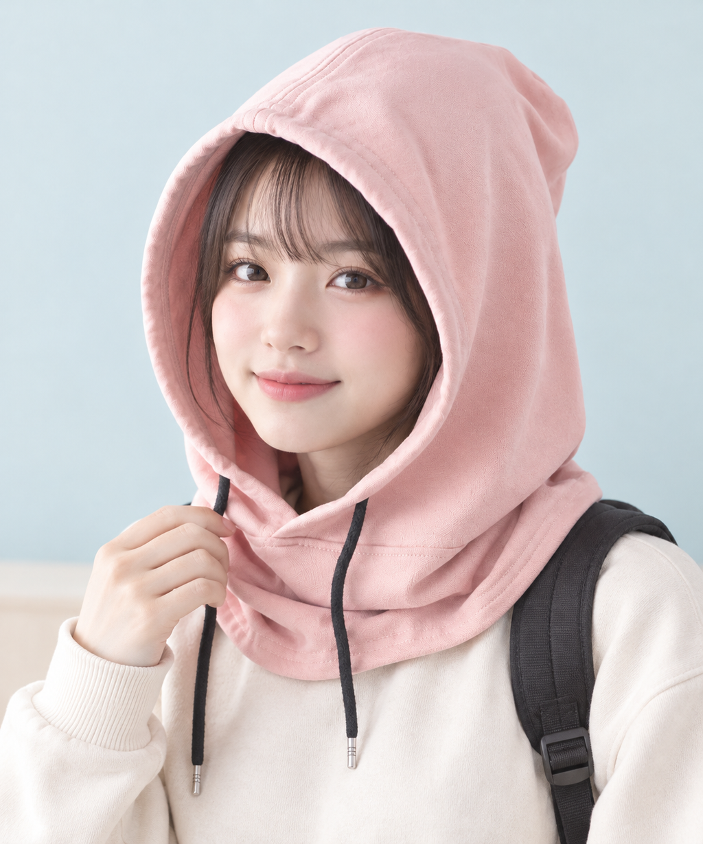 粉色連帽圍巾女孩人體藝術