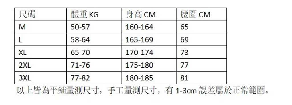 SABOLAY女款泳褲尺碼表