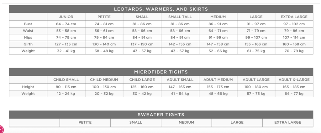 Gaynor Sizing Chart