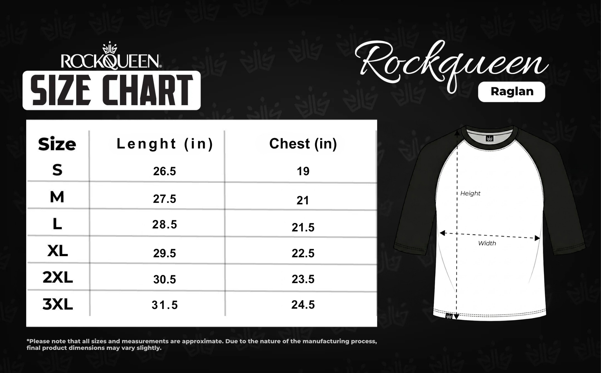 Size Chart Raglan