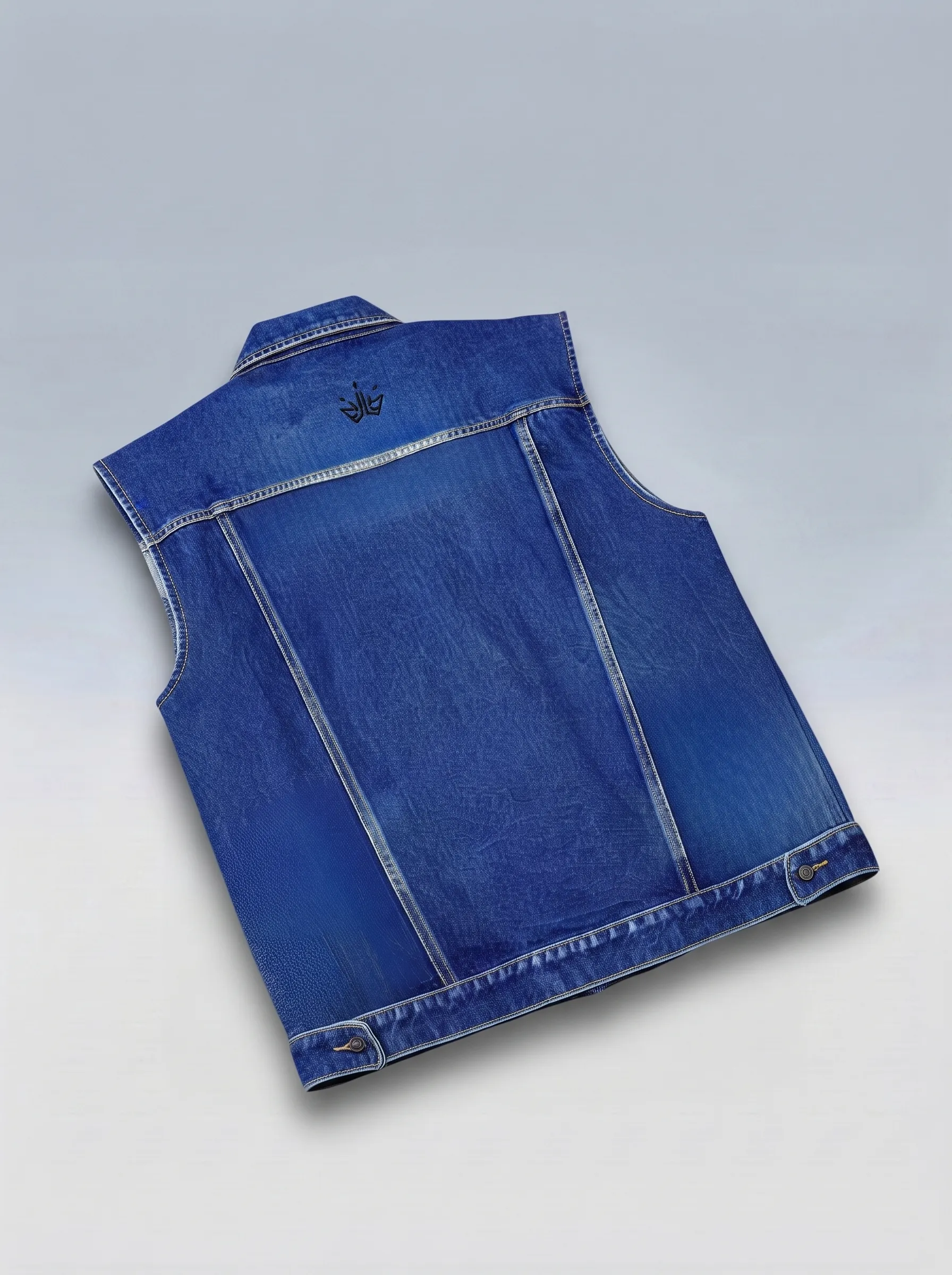 Sleeveless denim flat lay