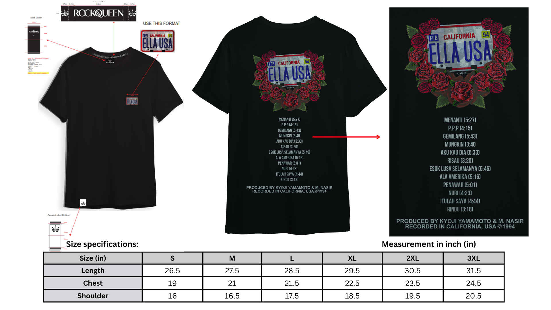 Ella usa sizechart